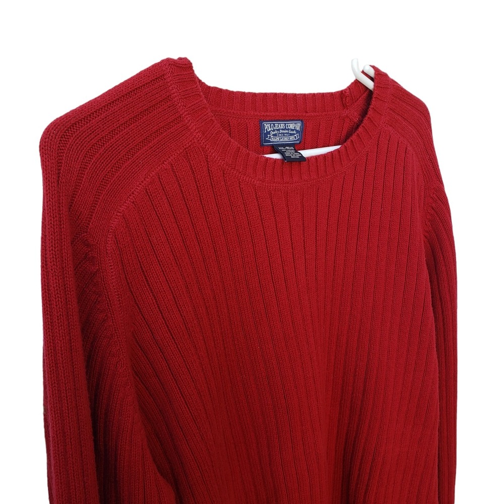 Polo Jeans Co Ralph Lauren Sweater Mens XXL Red Ribbed Knit Pullover